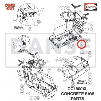 6048104 Axle Assembly for Core Cut CC1800XL Concrete Walk Behind Saw Parts by Diamond Products