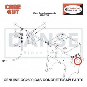 Fitting, 1/2" F. Pipe to 3/4" F. Garden 3200022 for CC2500 Saw by Core Cut Diamond Products