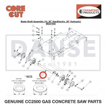 Blade Shaft 6047905 for CC2500 Saw by Core Cut Diamond Products