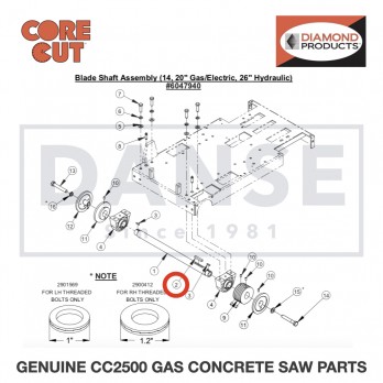 Key, 3/8" Sq. x 2-1/4" 6047959 for CC2500 Saw by Core Cut Diamond Products
