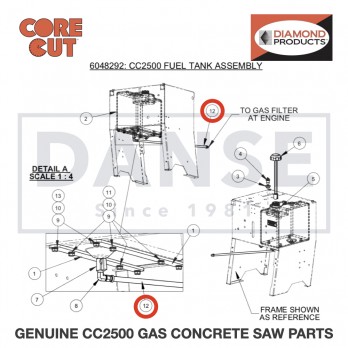 Hose Assembly, Fuel 6010485 for CC2500 Saw by Core Cut Diamond Products