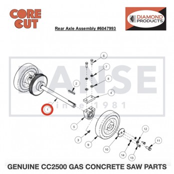 Rear Axle Weldment w/ 60 Tooth Spur Gear 6047982 for CC2500 Saw by Core Cut Diamond Products