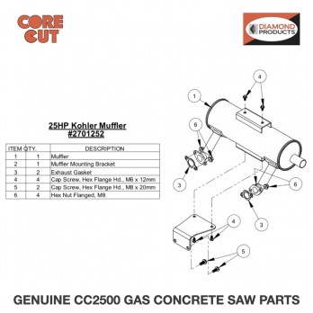 Muffler Assembly 2701252 for CC2500 Saw by Core Cut Diamond Products