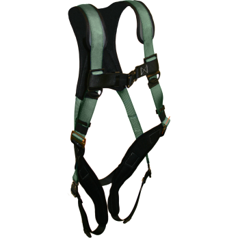 22670 Full body harness, comfort back/shoulder pad, leg pads, single dorsal d-ring, bayonet buckle legs by FrenchCreek Production Green