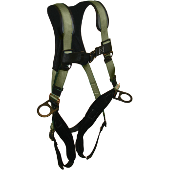 22670B Full body harness, comfort back/shoulder pad, leg pads, single dorsal d-ring, hip d-rings, bayonet buckle legs by FrenchCreek Production Green