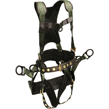 22850BH-ALT Full body harness, removable tool belt, pads on shoulders, back, waist and legs, Tongue Buckle legs, removable rigid saddle by FrenchCreek Production Green