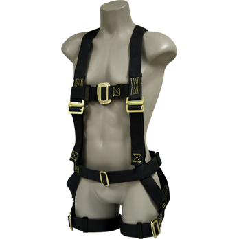 530-HOT Full body harness, single back dorsal d-ring, sew on belt, pass-thru legs, kevlar webbing by FrenchCreek Production Black