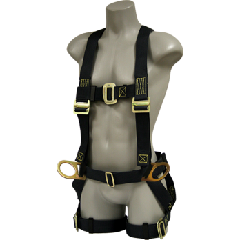 530B-HOT Full body harness, single back dorsal d-ring, hip d-rings, sew on belt, pass-thru legs, kevlar webbing by FrenchCreek Production Black