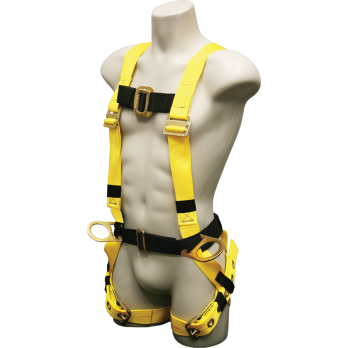 550B Full body harness, single back dorsal d-ring, hip d-rings, sew on belt, tongue buckle/grommet legs by FrenchCreek Production Yellow