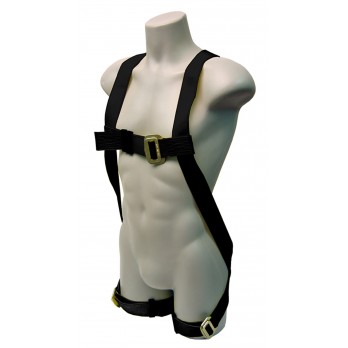 631-HOT Full Body Harness, single back dorsal d-ring, pass-thru legs, kevlar webbing by FrenchCreek Production Black