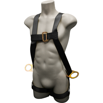 631B-HOT Full Body Harness, single back dorsal d-ring, hip d-rings, pass-thru legs, kevlar webbing by FrenchCreek Production Black
