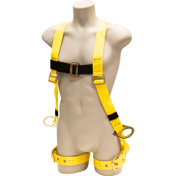 650B Full Body Harness, single back dorsal d-ring, hip d-rings, tongue buckle/grommet legs by FrenchCreek Production Yellow