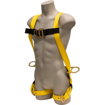 651BH Full Body Harness, single back dorsal d-ring, hip d-rings, chest d-ring, tongue buckle/grommet legs by FrenchCreek Production Yellow