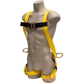 651B  Full Body Harness, single back dorsal d-ring, hip d-rings, tongue buckle/grommet legs by FrenchCreek Production Yellow