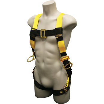 652B Full Body Harness, hip d-rings, single back dorsal d-ring, tongue buckle legs by FrenchCreek Production Yellow