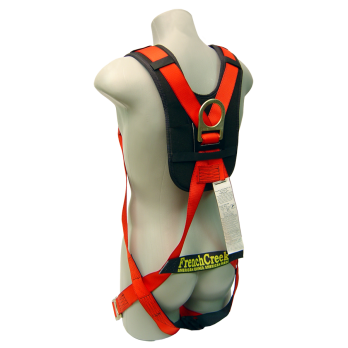 671PR Full Body Harness, single back dorsal d-ring, bayonet buckle legs, P-option, Red by FrenchCreek Production Red