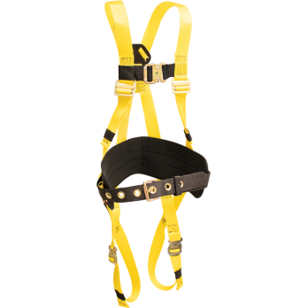 870 Full Body Harness, single back dorsal d-ring, waist pad, w/removable tool belt, bayonet buckle legs by FrenchCreek Production Yellow