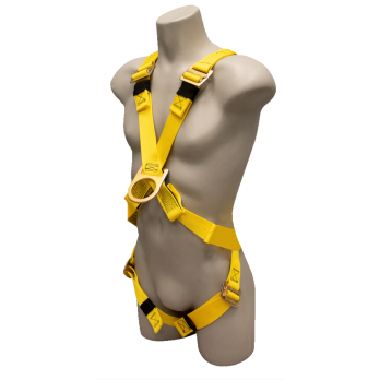 930 Full body harness, single back dorsal d-ring, chest d-ring, Pass-thru buckle legs by FrenchCreek Production Yellow