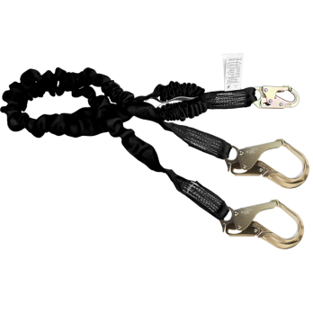 22424AS-135A Stratos Dual-Leg Shock Absorbing Lanyard with Rebar Hooks Black by FrenchCreek Production