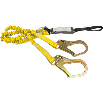 344ASZ-YLW-EXT 6' Tubular loop top shock absorbing lanyard with additional D-ring attachment Yellow by FrenchCreek Production