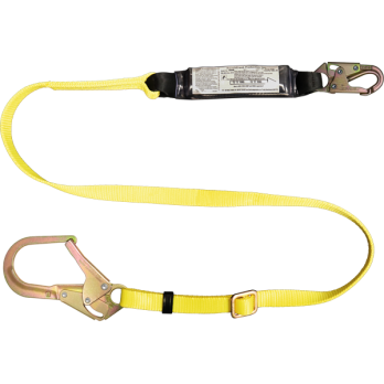 454AB 6' Adjustable shock absorbing webbing lanyard Yellow by FrenchCreek Production