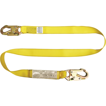 490A-IT 6' single leg shock webbing absorbing lanyard, with inspection tag.  Yellow by FrenchCreek Production